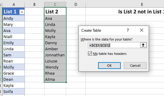 ách so sánh hai tập dữ liệu trong Excel tìm ra sự trùng lặp và khác biệt